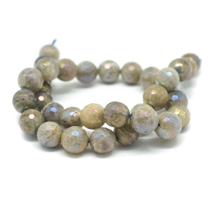 #8344 - Labradorite Faceted Rainbow Plated 12mm Round - 15-16 Inch