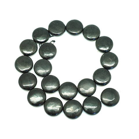 #0302 Shungite  20mm Coin 15-16 Inch