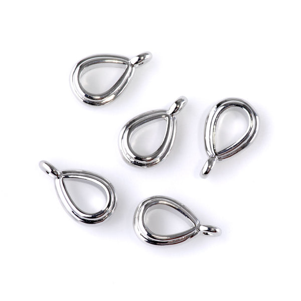 14mm Bail with Loop - Rhodium Plated - 5 Pack