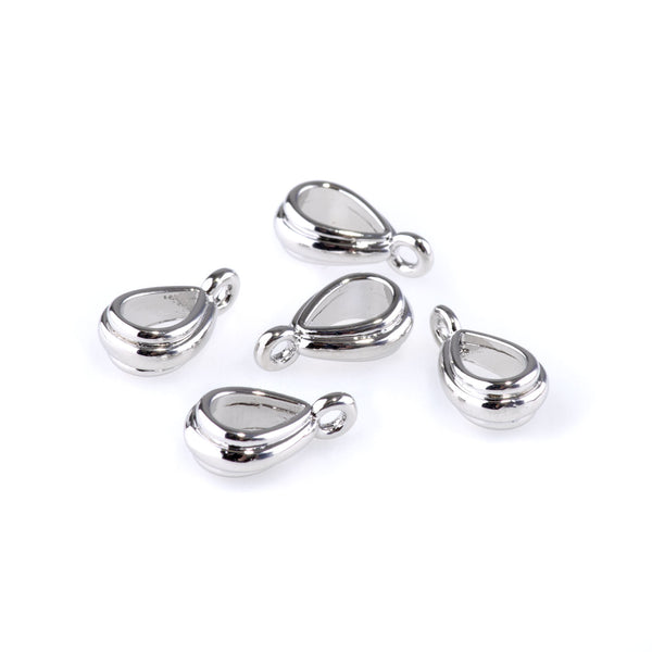 14mm Bail with Loop - Rhodium Plated - 5 Pack