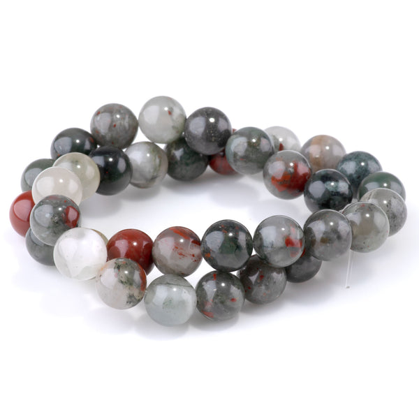African Blood Stone 10mm Round - 15-16 Inch