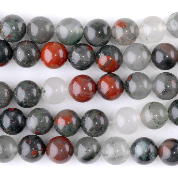 African Blood Stone 10mm Round - 15-16 Inch