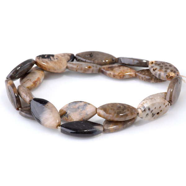 Petrified Palm Root 10x20-14x25mm Marquise - 15-16 Inch