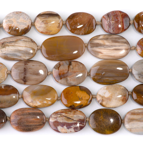 Petrified Wood 13x18-15x25mm Oval - 15-16 Inch