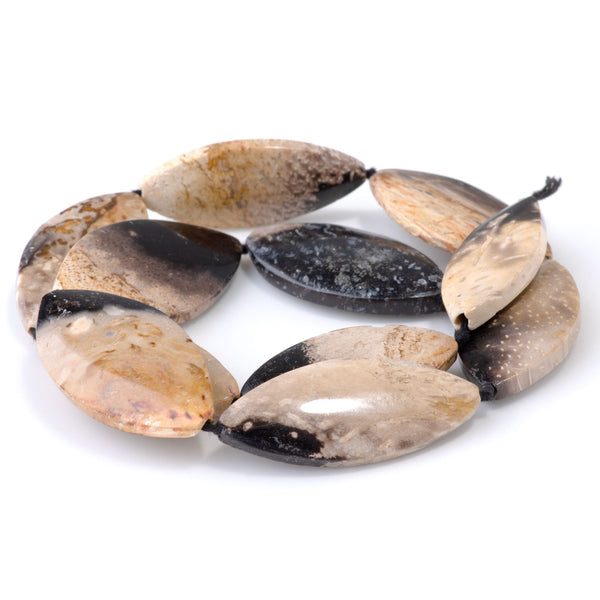 Petrified Palm Root 14x25-16x30mm Marquise - 15-16 Inch