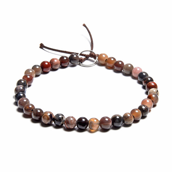 African Petrified Wood Agate 6mm Large Hole Round - 8 Inch