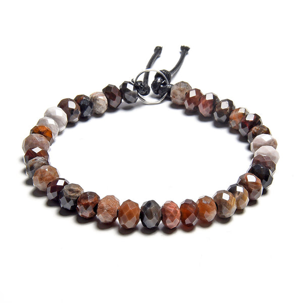African Petrified Wood Agate 5x8mm Large Hole Faceted Rondelle - 8 Inch
