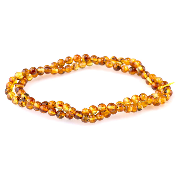 Dendritic Amber 4-5mm Round -15-16 Inch