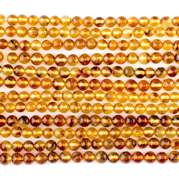 Dendritic Amber 4-5mm Round -15-16 Inch