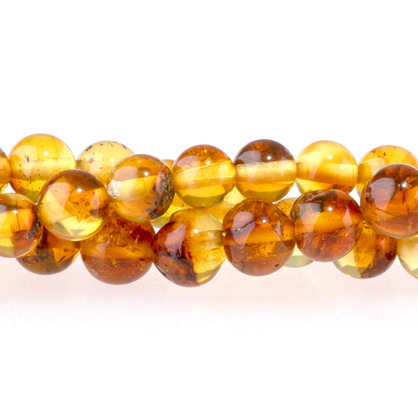 Dendritic Amber 4-5mm Round -15-16 Inch