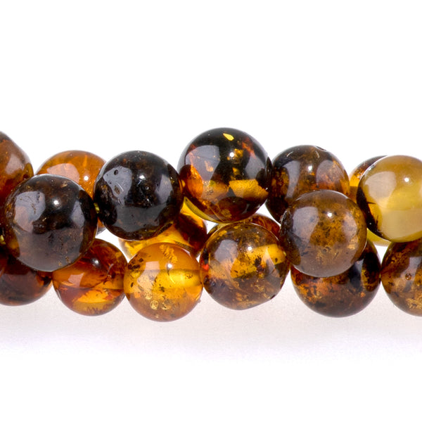 Dendritic Amber 5-6mm Round -15-16 Inch
