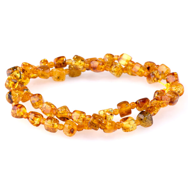 Dendritic Golden Cackle Amber 6mm Nugget -15-16 Inch