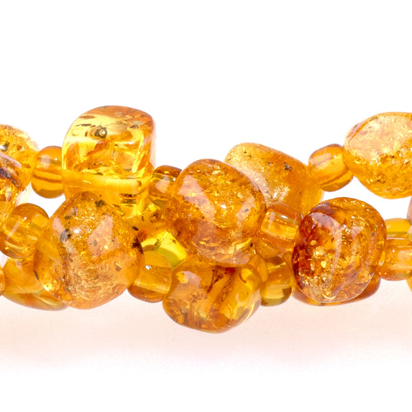 Dendritic Golden Cackle Amber 6mm Nugget -15-16 Inch