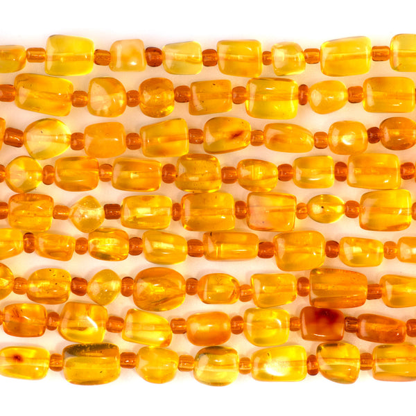 Amber 6x9mm Rectangle Nugget AA Grade -15-16 Inch