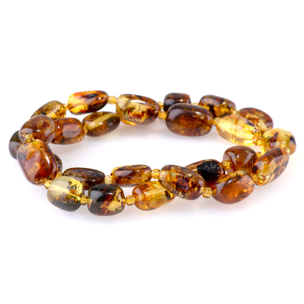 Dendritic Amber 8x12-12x16mm Nugget -15-16 Inch
