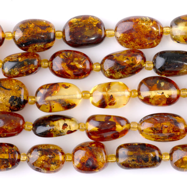 Dendritic Amber 8x12-12x16mm Nugget -15-16 Inch