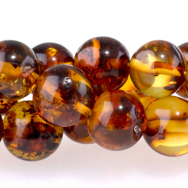 Dendritic Amber 8mm Round -15-16 Inch