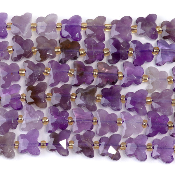 Amethyst 10x8mm Faceted Butterfly A Grade - 15-16 Inch