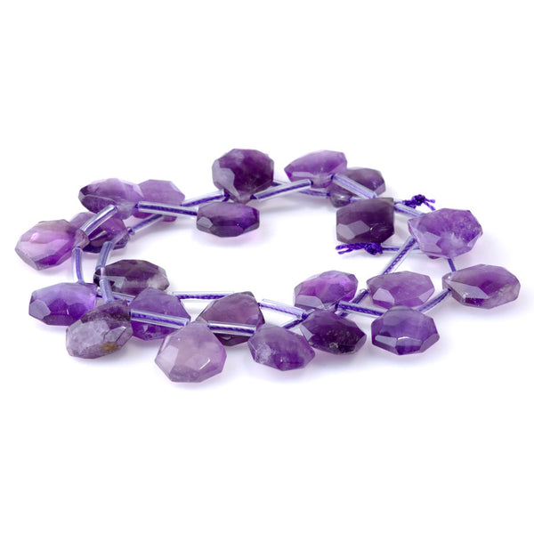 Amethyst 13x15mm Faceted Top Drilled Irregular Tear Drop - 15-16 Inch
