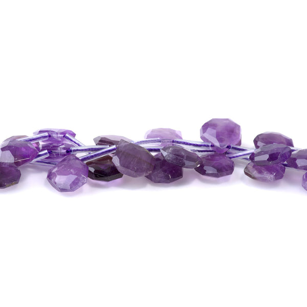 Amethyst 13x15mm Faceted Top Drilled Irregular Tear Drop - 15-16 Inch