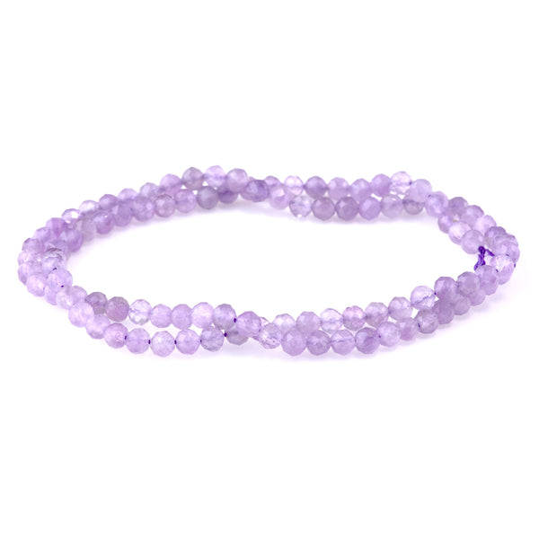Light Amethyst 4mm Microfaceted Round A Grade - 15-16 Inch
