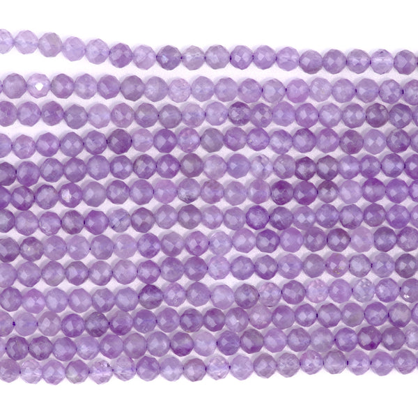 Light Amethyst 4mm Microfaceted Round A Grade - 15-16 Inch
