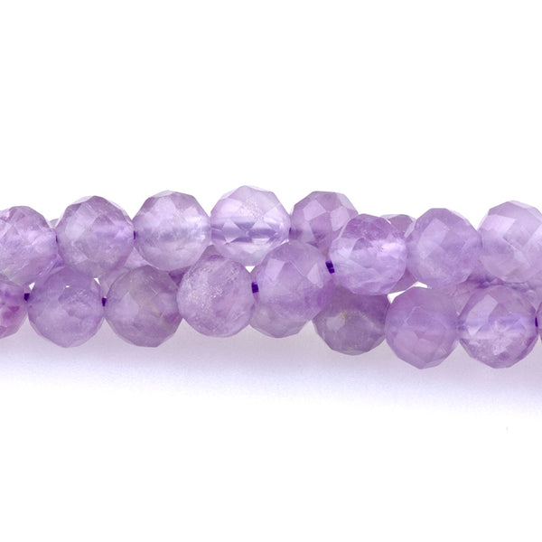 Light Amethyst 4mm Microfaceted Round A Grade - 15-16 Inch