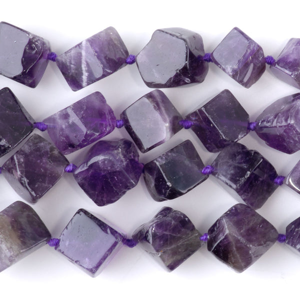 Amethyst 8x10-10x14mm Graduated Corner Drill Nugget - 15-16 Inch