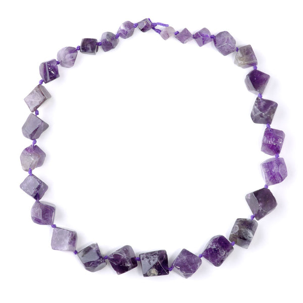 Amethyst 8x10-10x14mm Graduated Corner Drill Nugget - 15-16 Inch