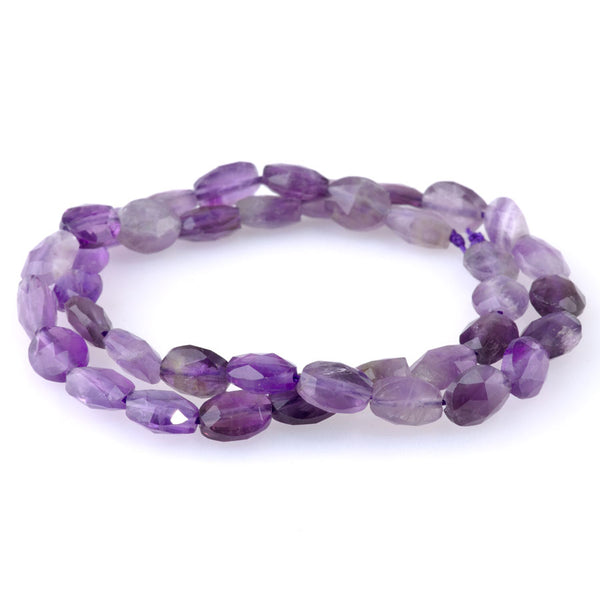 Amethyst 8x10mm Triangle Cut Faceted Puff Oval - 15-16-Inch