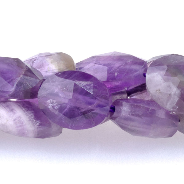 Amethyst 8x10mm Triangle Cut Faceted Puff Oval - 15-16-Inch