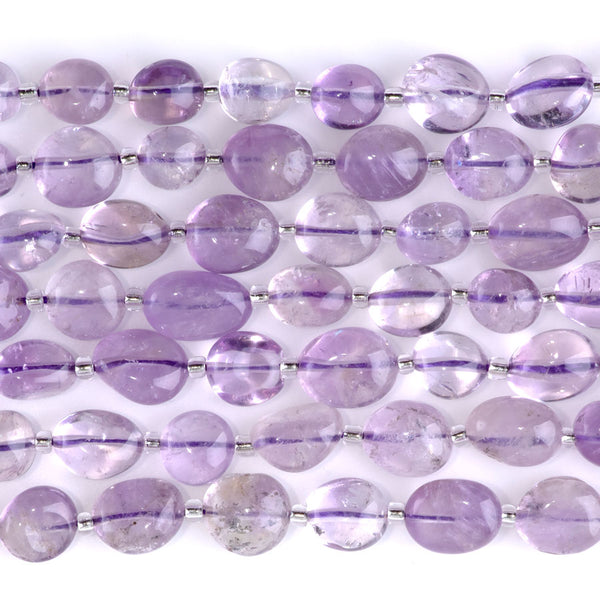 Light Amethyst 9x11-10x14mm Tumble Nugget A Grade - 15-16 Inch