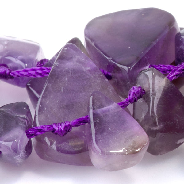 Amethyst 9x13-12x16mm Top Drill Irregular Flat Drop - 15-16 Inch