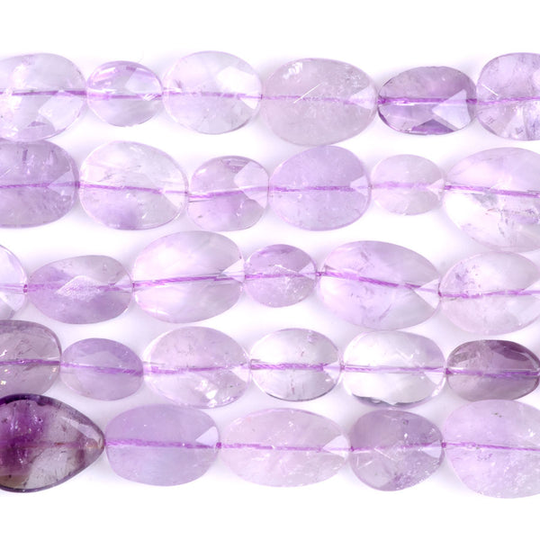 Light Amethyst 9x11-13x18mm Free Form Faceted Oval A Grade - 15-16 Inch