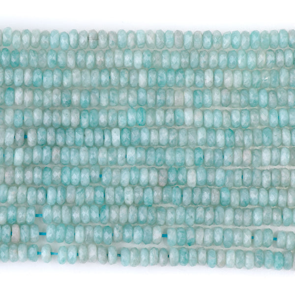 Amazonite 2x4mm Thin Faceted Rondelle A Grade - 15-16 Inch