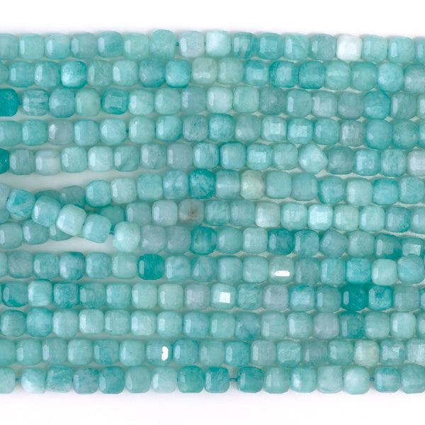 Amazonite 5mm Table Cut Cube Bead - 15-16 Inch