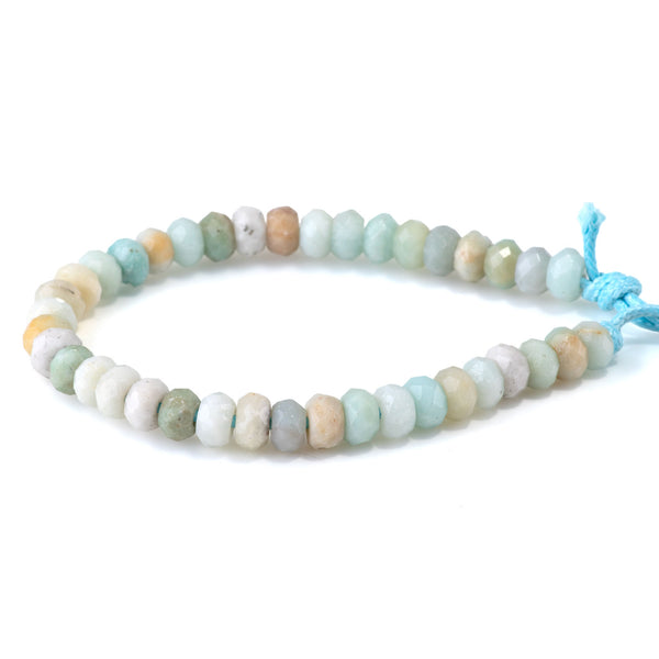 Amazonite 8mm Faceted Rondelle Large Hole 8-Inch