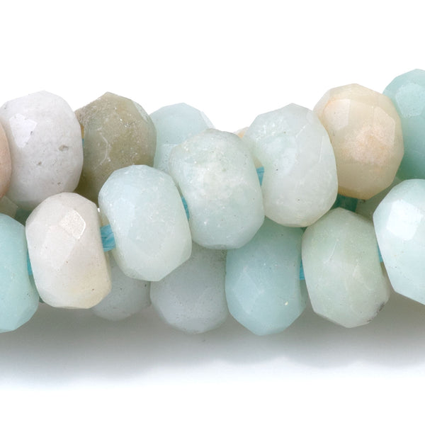 Amazonite 8mm Faceted Rondelle Large Hole 8-Inch