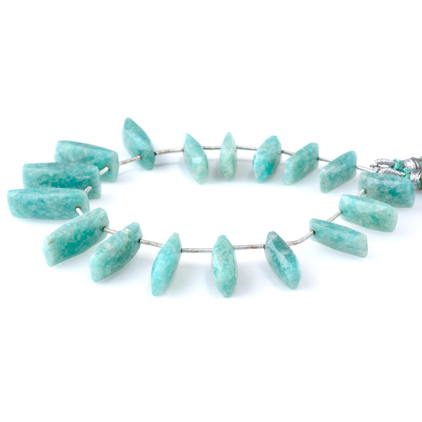 Amazonite 8x16mm Faceted Puff Rectangle - 9 Inch