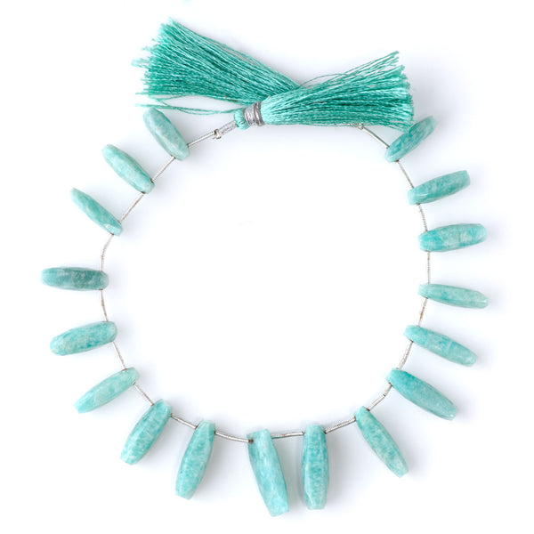 Amazonite 8x16mm Faceted Puff Rectangle - 9 Inch