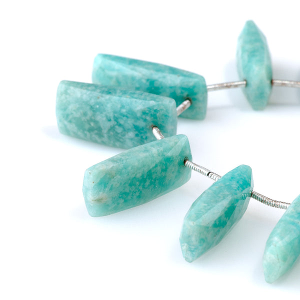 Amazonite 8x16mm Faceted Puff Rectangle - 9 Inch