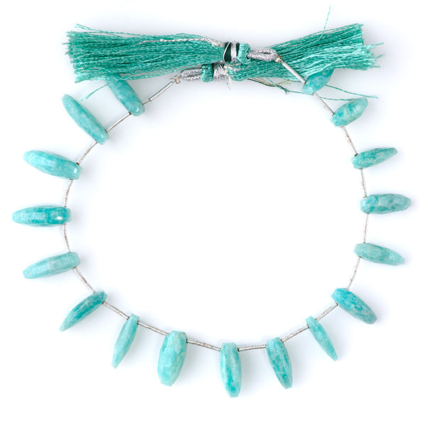 Amazonite 8x18mm Faceted Teeth - 9 Inch