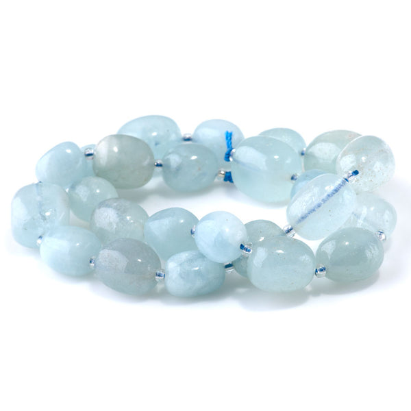Aquamarine 10x14-13x17mm Tumble Nugget A Grade - 15-16 Inch