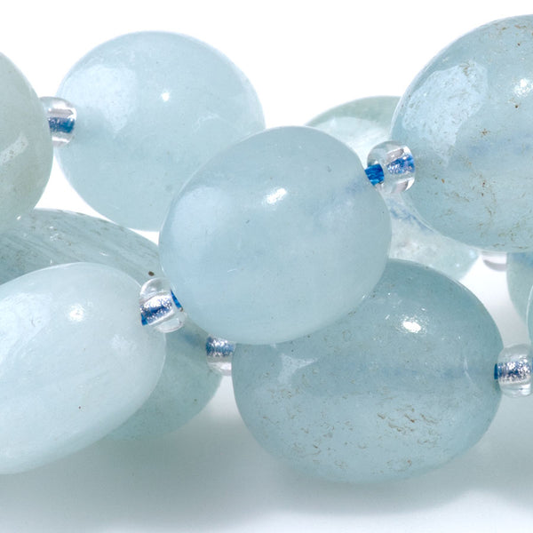 Aquamarine 10x14-13x17mm Tumble Nugget A Grade - 15-16 Inch