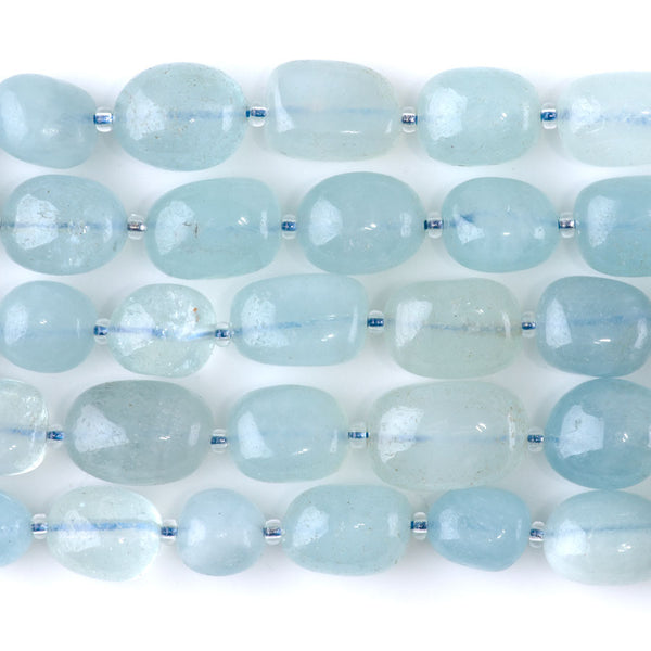 Aquamarine 10x14-13x17mm Tumble Nugget A Grade - 15-16 Inch