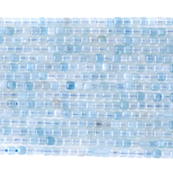 Aquamarine 3mm Table Cut Cube A Grade Bead - 15-16 Inch