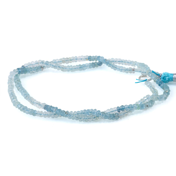 Aquamarine 3mm Banded Faceted Irregular Rondelle - 15-16 Inch