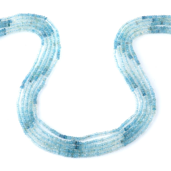Aquamarine 3mm Banded Faceted Irregular Rondelle - 15-16 Inch