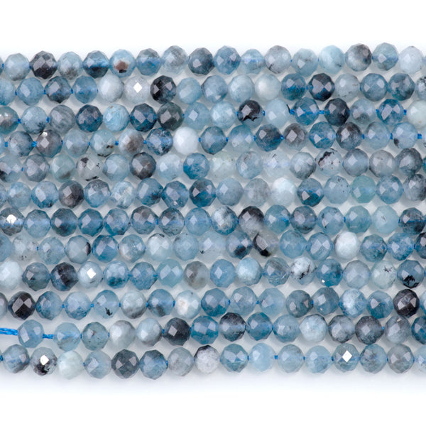 Devil Aquamarine 4mm Faceted Round - 15-16 Inch