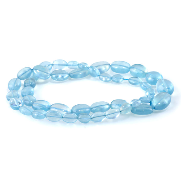 Aquamarine 5x6-10x16mm Graduated Irregular Oval - 16-17 Inch